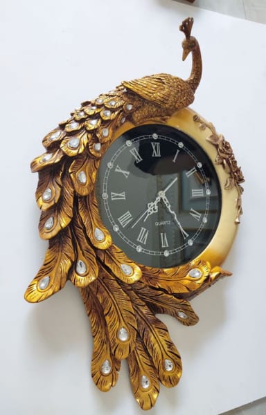 đồng hồ treo tường con công khổng tước tròn đẹp